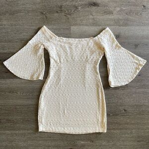 Free People Elegant Cream Off-Shoulder Dress